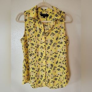 Banana Republic Floral Yellow Sleeveless Blouse